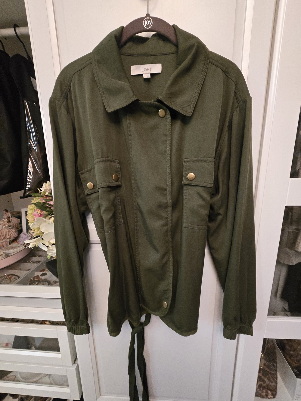 LOFT Olive Green Utility Jacket with Front Flap Pockets